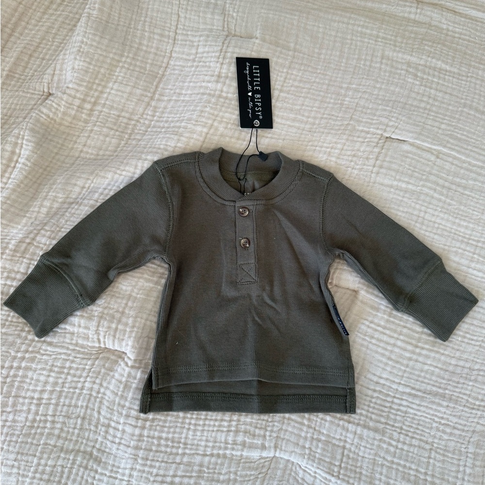 LITTLE BIPSY Dark Green Button Down Shirt